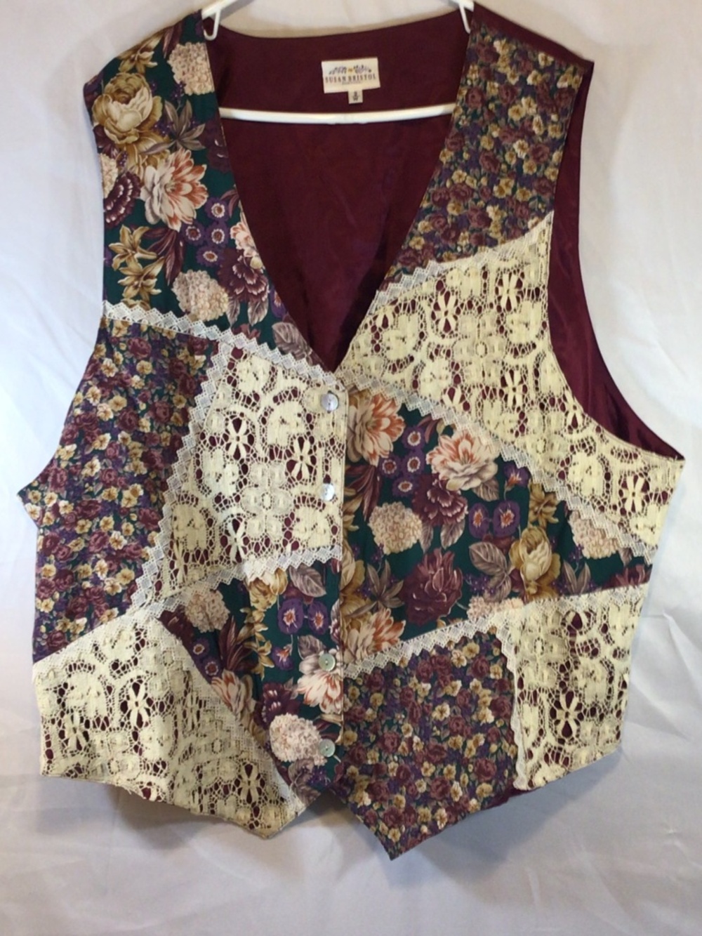vintage susan bristol womens floral vest size 3X grandma cottagecore whimsical